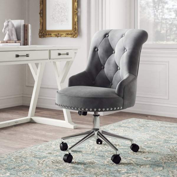 Etta Avenue Gabriela Velvet Office Chair, Castors and Footers Both
